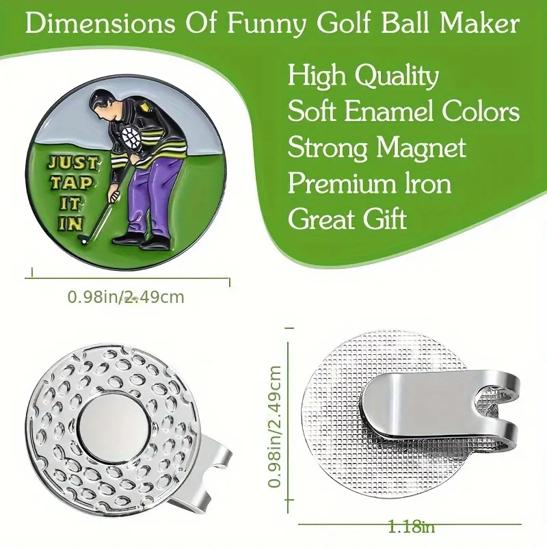 (Just Tap It In) Premium Golf Ball Marker with High-Quality Magnetic Hat Clip – Durable, Strong Hold, and Easy Access on the Course golf lover