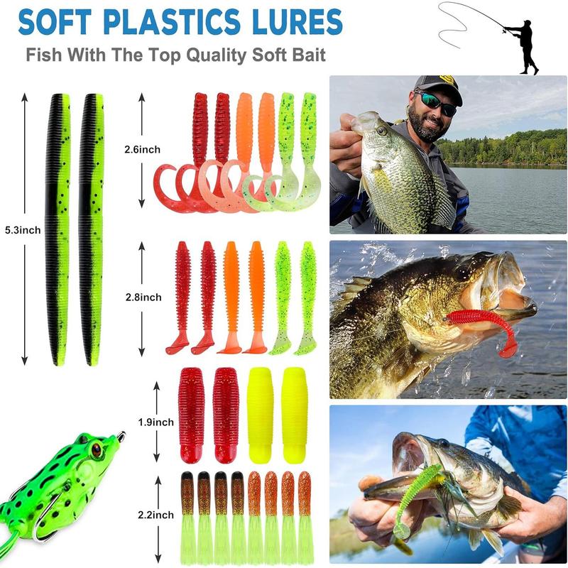 292 count Fishing Accessories Kit, Tackle Box with Tackle Included, Fishing Hooks, Fishing Weights, Spinner , Fishing Gear for Bass, Bluegill, Crappie