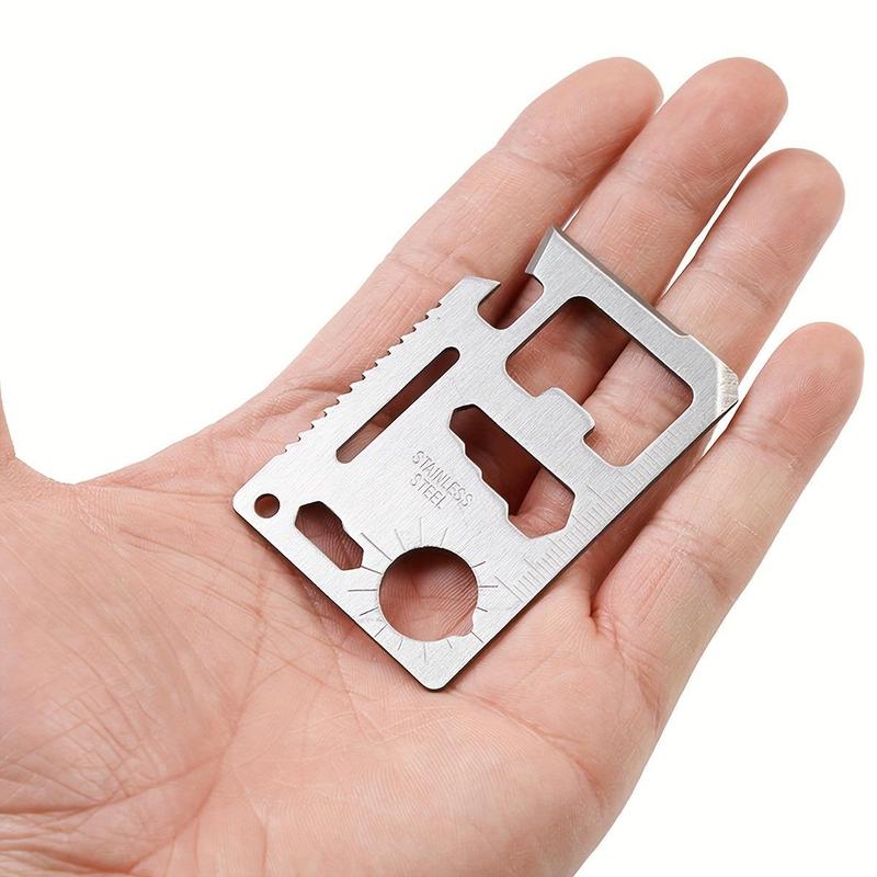 11 in 1 Stainless Steel Multifunctional Card Tool, 1 Count Portable Outdoor Camping & Hunting Multifunctional Card Tool, Outdoor Accessories