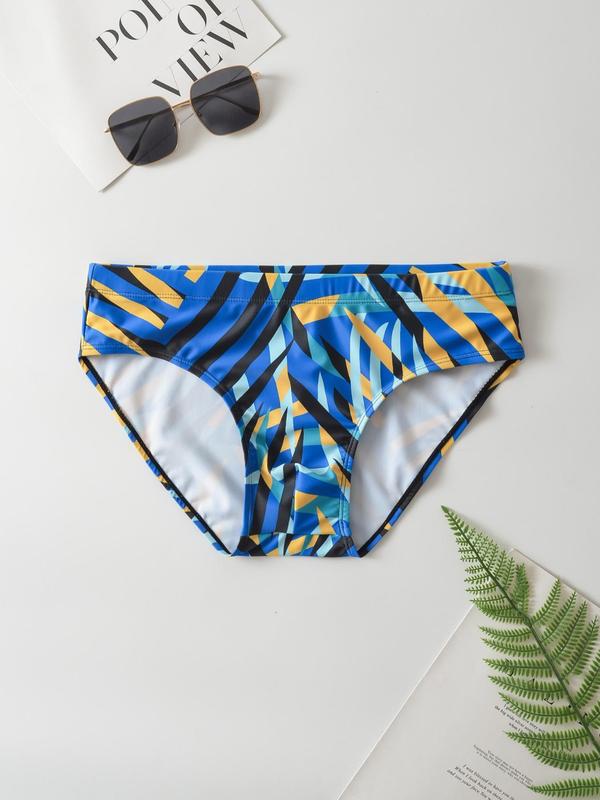 Men Swim Trunks, Men's Geometric Print Drawstring Swim Shorts, Summer Clothes, Colorful Swim Briefs for Men, Casual Beach Swimwear for Men, Men's Swimsuit Bottoms