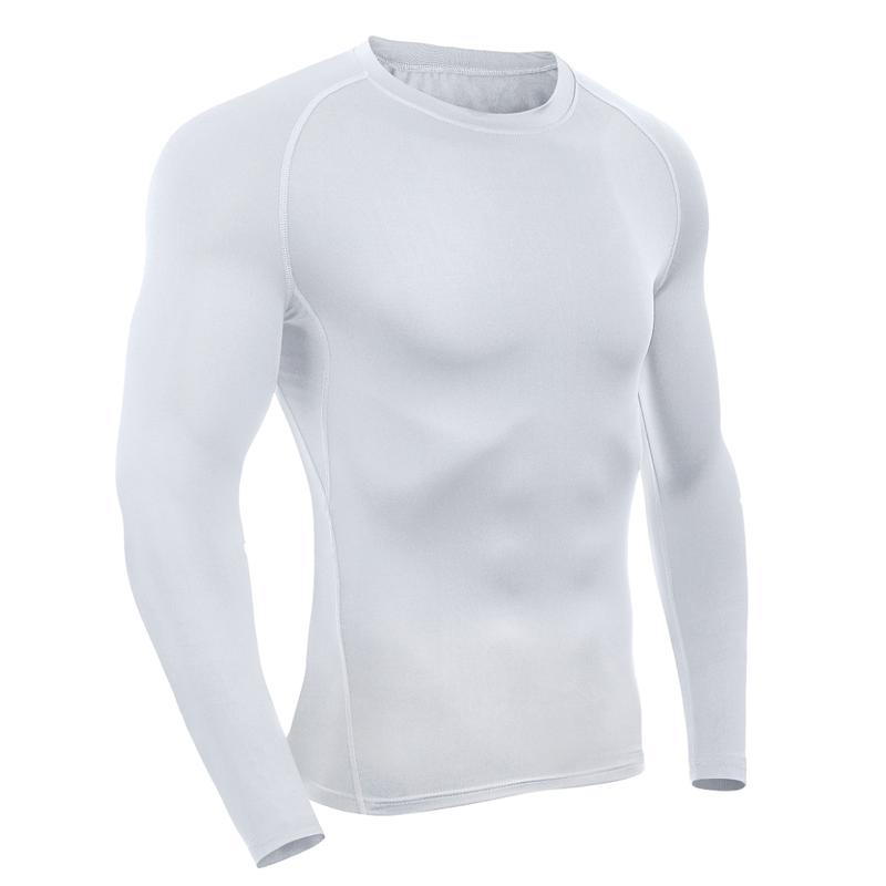 SILKWORLD Men's Long-Sleeve Compression Shirt Base-Layer Running Top, Pack of 2-3