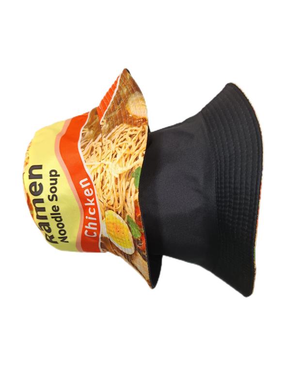 Ramen Noodle Soup Printed Bucket Hat, Casual Outdoor Street Hip Hop Sunscreen Fishing Hat, Fashion Accessories for Both Men & Women