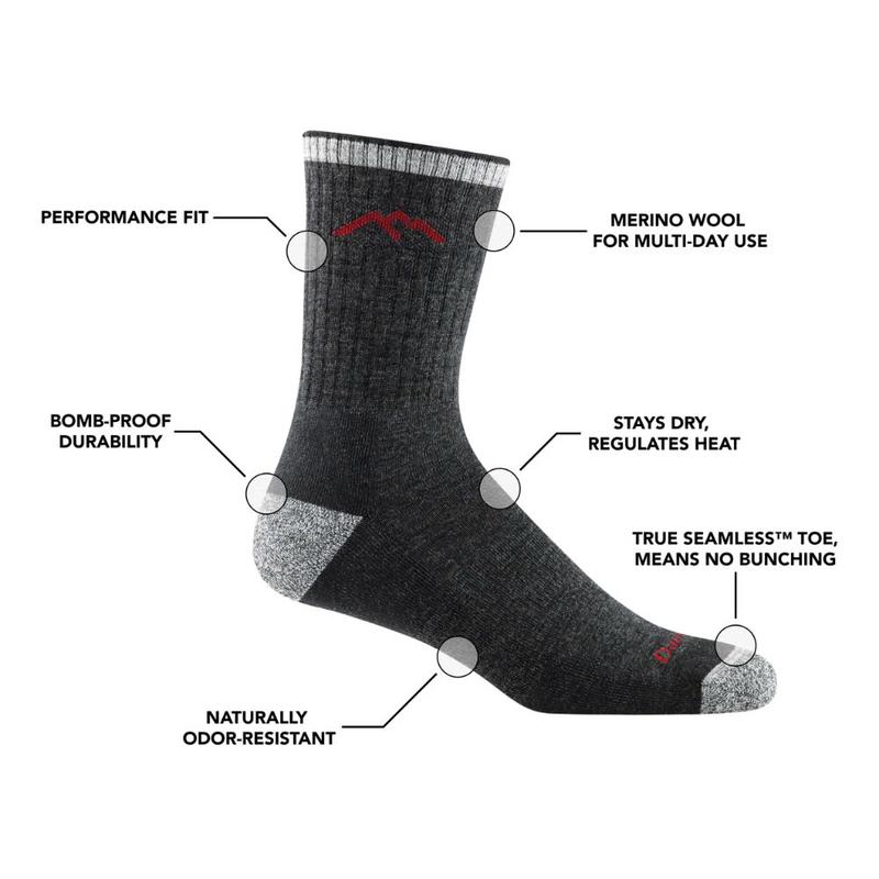 Darn Tough Men's Hiker Micro Crew Midweight Hiking Sock - Perfect for Outdoor Activities | Boot Socks | Black and Olive Color | Menswear