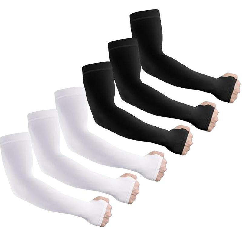 Unisex Sun Protection Cooling Arm Sleeves, 6 Pairs Breathable Comfortable Ice Silk Arm Sleeves, Sports Arm Sleeves for Outdoor Sports, Fishing, Golf