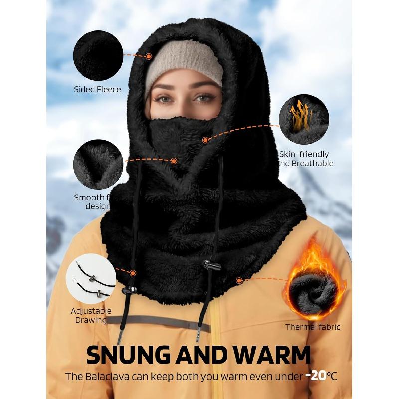 Balaclava Winter Ski Mask for Men Women, Fleece Face Mask Women Hat Neck Windproof Hooded Scarf Cold Weather Warm Face Cover