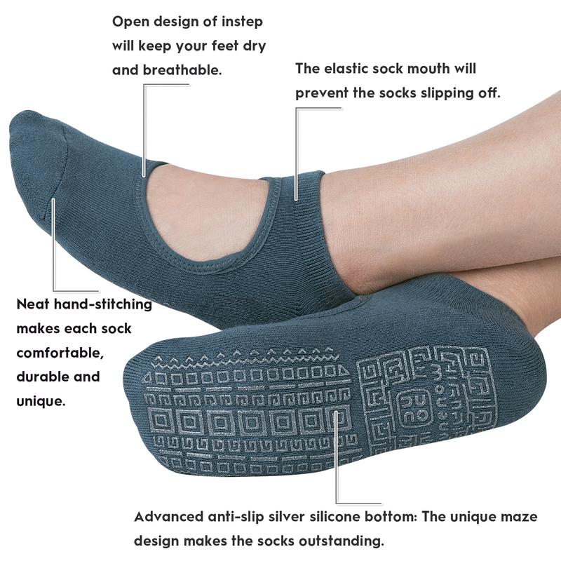 unenow Non Slip Grip Yoga Socks for Women with Cushion for Pilates, Barre, Home Breathable Comfortable