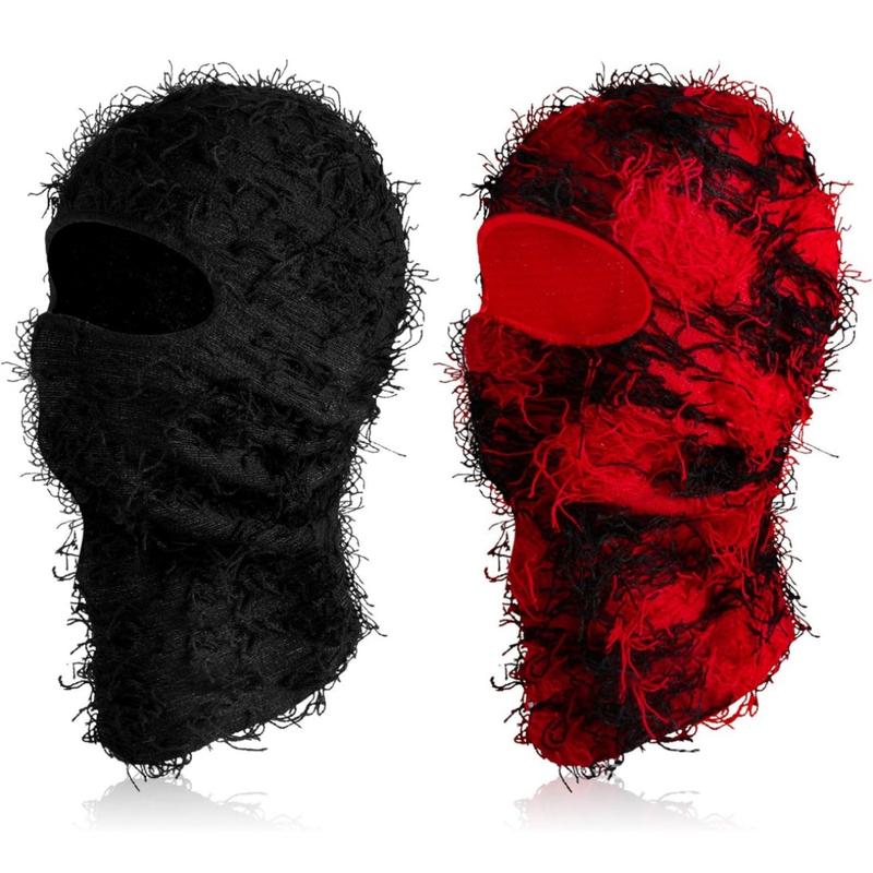 Balaclava Distressed Knitted Full Face Ski Mask Windproof Neck Warmer for Men Women One Size Fits All