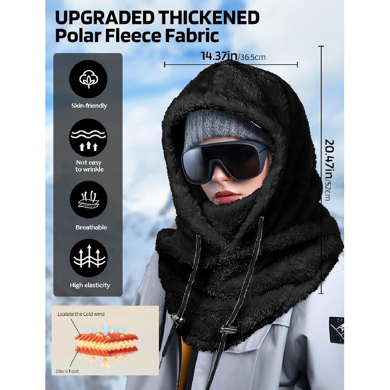 Balaclava Winter Ski Mask for Men Women, Fleece Face Mask Women Hat Neck Windproof Hooded Scarf Cold Weather Warm Face Cover