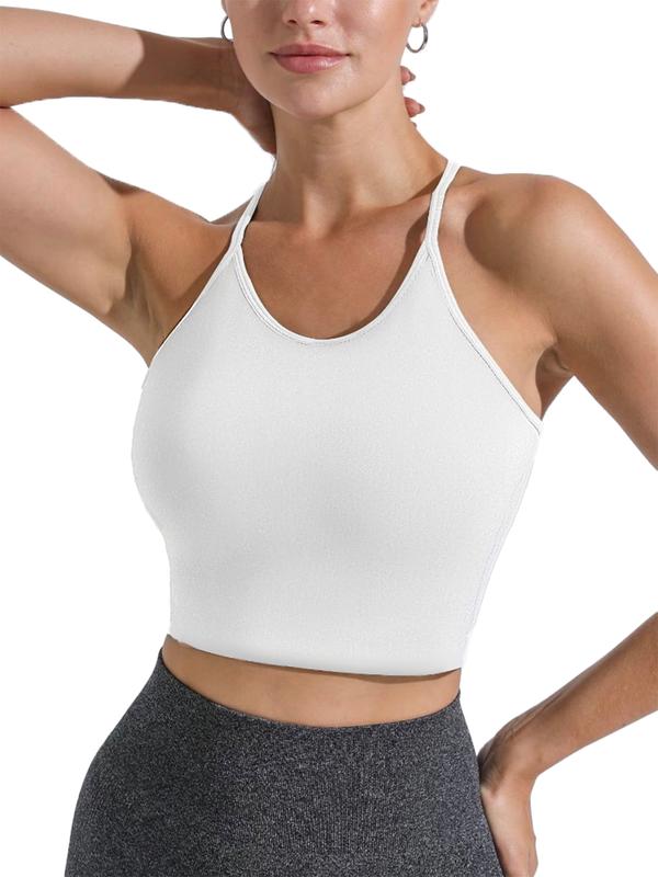 FireSwan Camisole Standppy Sports Bras for Women-Womens Yoga Workout Tops Longline Spaghetti Adjustable Removable Padded Wirefree Build in Casual Bra