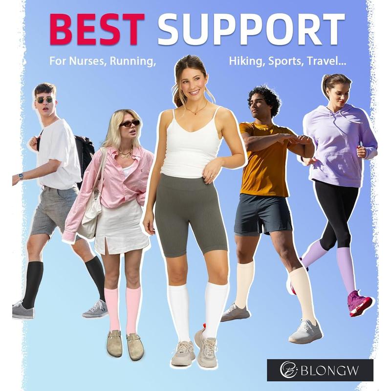 Compression Socks for Women & Men Circulation (4 Pairs) 15-20 mmHg is Best Support for Nurses Running Hiking Travel