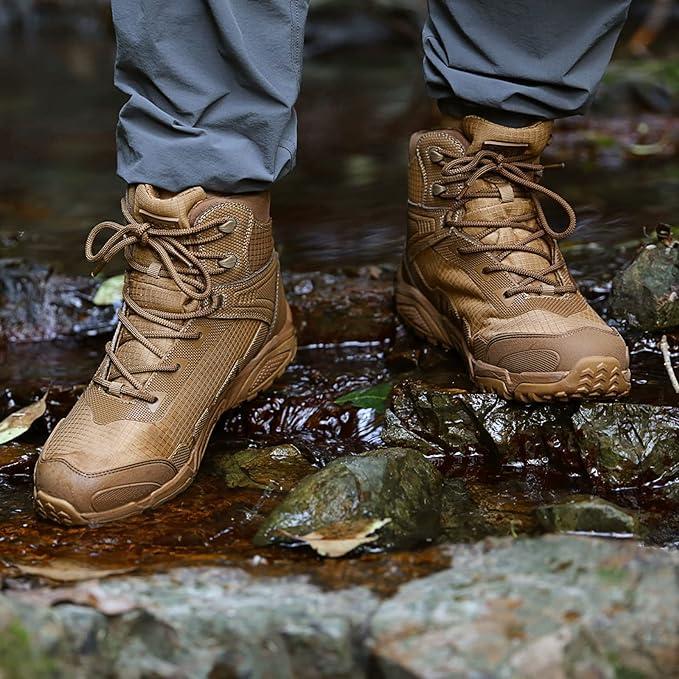 FREE SOLDIER Men's Waterproof Hiking Boots Lightweight Work Boots Military Tactical Boots Durable Combat Boots