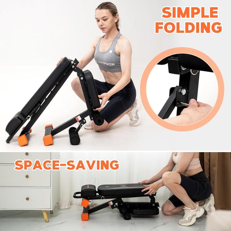 CITYSPORTS Multi-Purpose Adjustable Fitness Equipment Dumbbell Bench with 7 Adjustable Positions with 2 Training Bands and Arm Abdominal Supports for Bench Press Crunches Flat Lunges