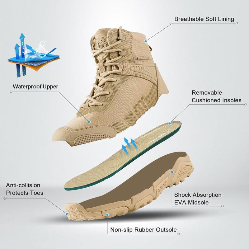 FREE SOLDIER Men's Waterproof Hiking Boots Lightweight Work Boots Military Tactical Boots Durable Combat Boots