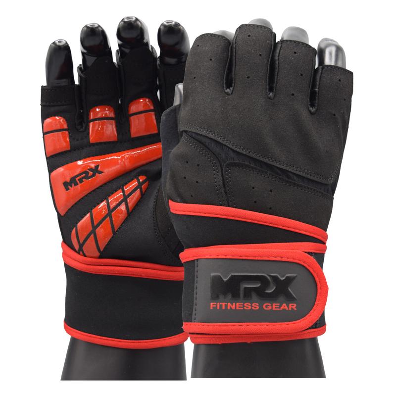 MRX Weightlifting Gloves for Men Workout Wrist Support Lifting Gym Gloves | Workout Gym Accessories for Fingerless Gym Exercise for Powerlifting