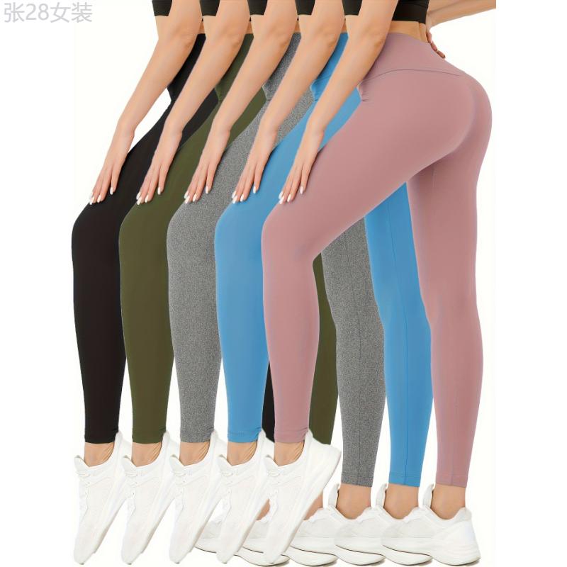 5 Pack Super Soft Leggings for Women, High Waisted Tummy Control No See Through Workout Yoga Running Pants Leggings