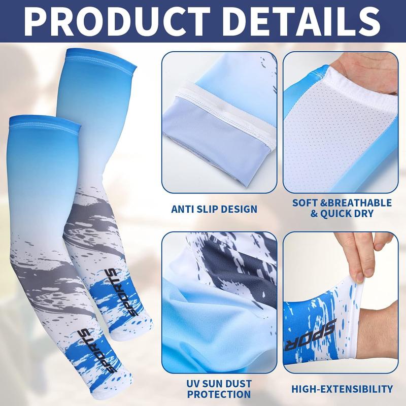 4 Pairs UV Sun Protection Arm Sleeves Cooling  Sleeve Anti Slip Ice Silk Arm Warmers Arm Covers for Men Women