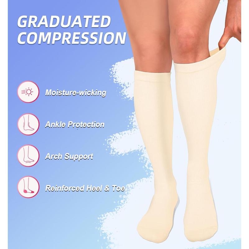 Compression Socks for Women & Men Circulation (4 Pairs) 15-20 mmHg is Best Support for Nurses Running Hiking Travel