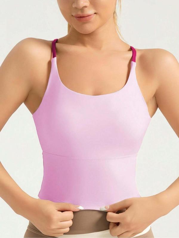 Women's Criss Cross Sports Vest, Breathable High Stretch Sports Tank Top for Yoga Gym Workout, Ladies Sportswear Clothing for Indoor Outdoor Wear