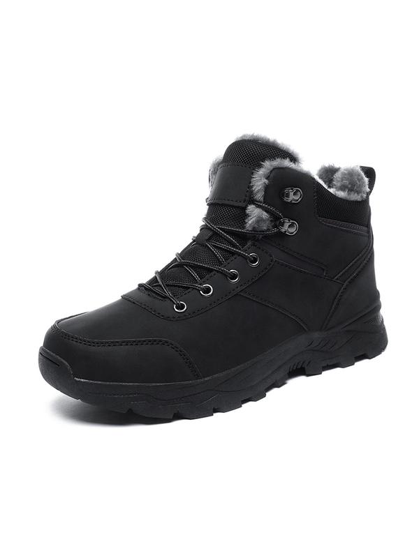 Men's Casual Lace Up High Top Thermal Lined Sneakers, Outdoor Hiking Boots, Waterproof Breathable Warm Non-slip Shoes, Male All-match Sports Shoes for Daily Wear