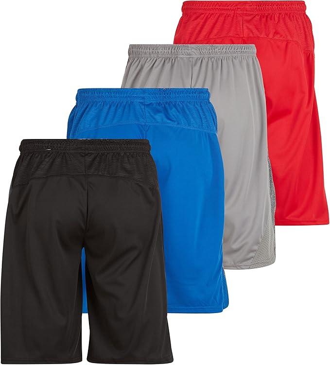 {4-Pack} Men's Active Athletic Assorted Moisture-Wicking Performance Shorts (S-4XL)