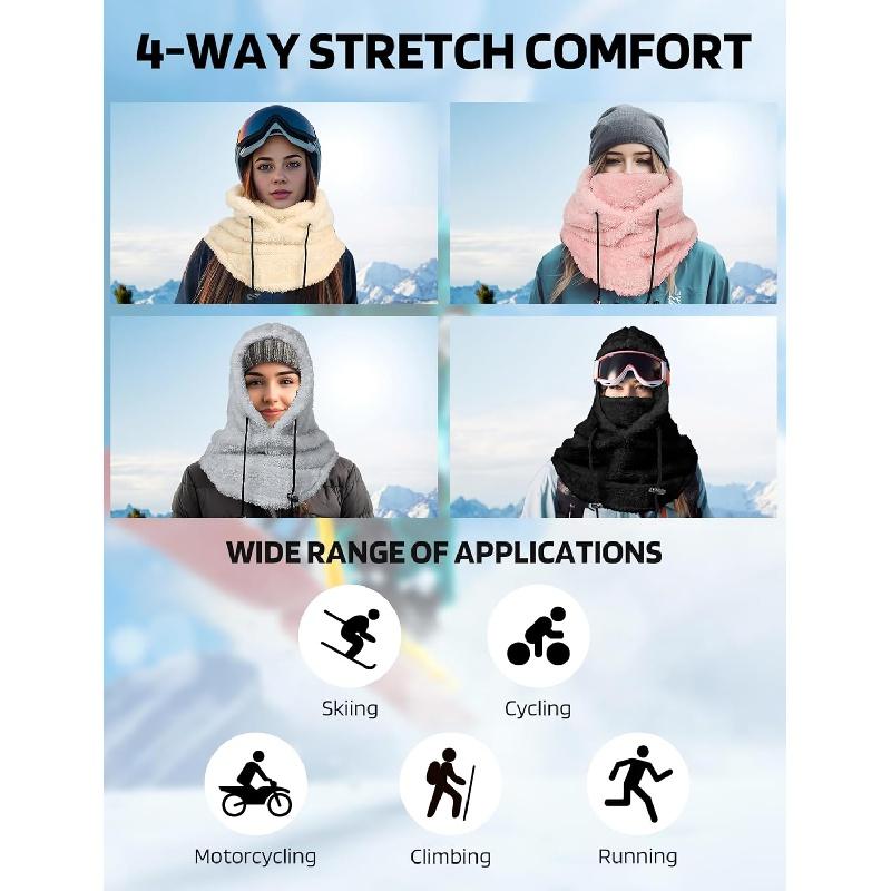 Balaclava Winter Ski Mask for Men Women, Fleece Face Mask Women Hat Neck Windproof Hooded Scarf Cold Weather Warm Face Cover