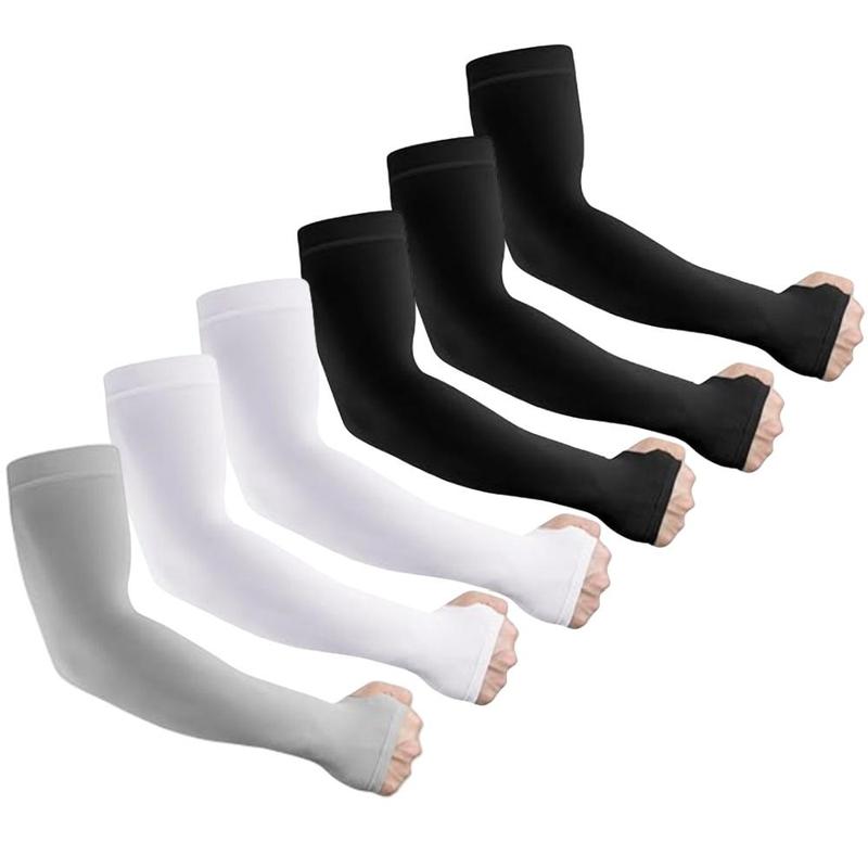 Unisex Sun Protection Cooling Arm Sleeves, 6 Pairs Breathable Comfortable Ice Silk Arm Sleeves, Sports Arm Sleeves for Outdoor Sports, Fishing, Golf