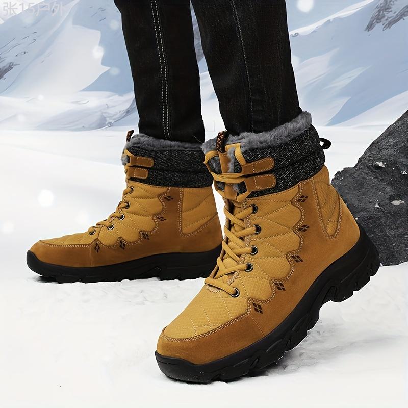 Winter Explorer Snow Boots - Insulated, Windproof, and Non-Slip Hiking Boots for Men with Fuzzy Lining, Thick Bottom, and Large Size Option for Climbing and Outdoor Activities in Snowy Weather