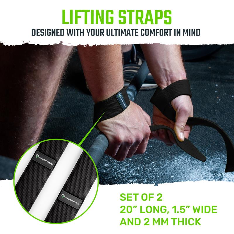 Gradient Fitness Lifting Straps | Wrist Straps for Weightlifting, Deadlift Straps, Lifting Straps for Weightlifting, Straps for Weight Lifting, Weight Lifting Straps for Men Women, Gym Lifting Grips