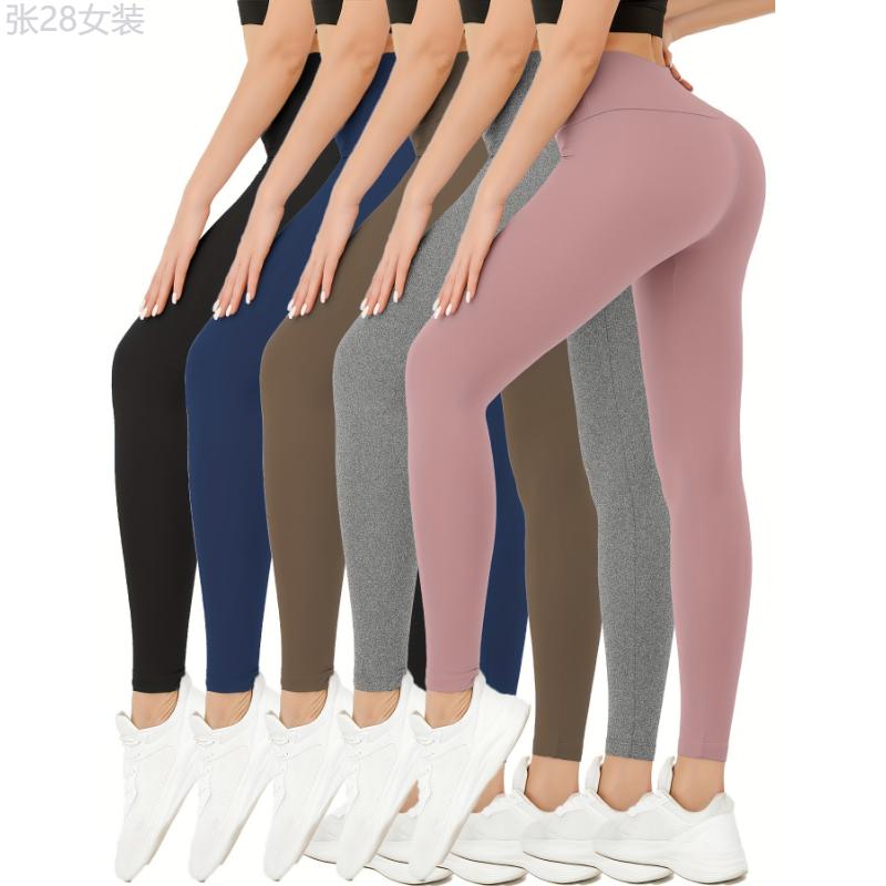 5 Pack Super Soft Leggings for Women, High Waisted Tummy Control No See Through Workout Yoga Running Pants Leggings