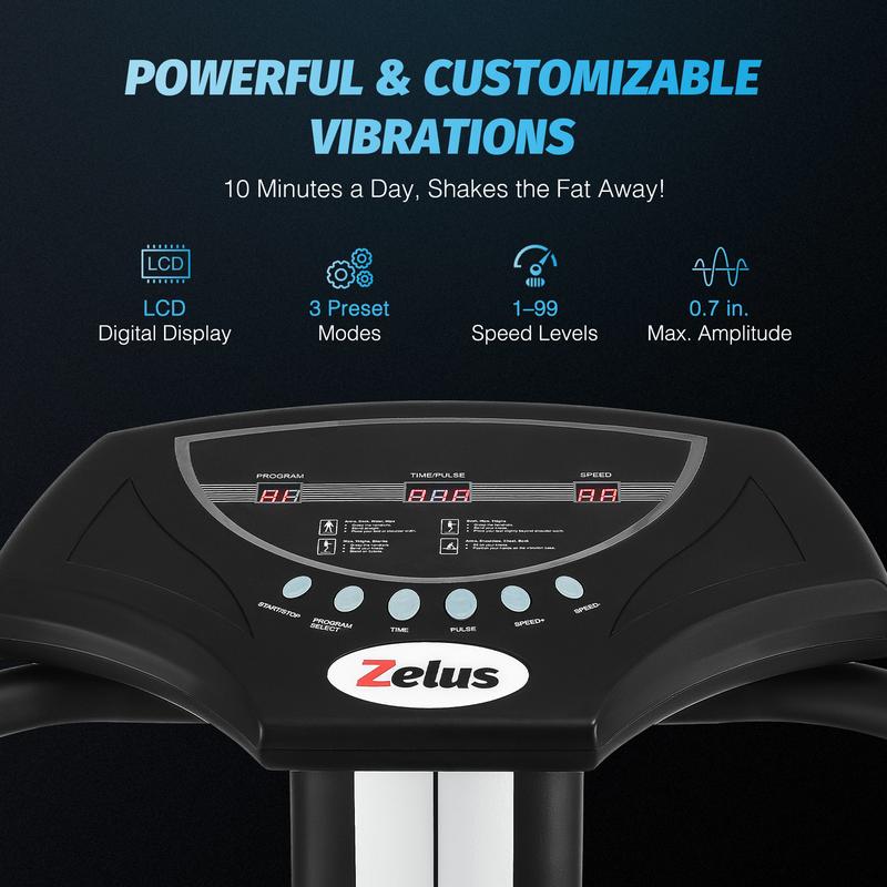 ZELUS Body Vibration Plate, 500W Vibration Plate Exercise Machine with 99 Levels 3 Preset Modes & 2 Resistance Bands, Training Fitness Vibration Platform Machine for Home Gym with 330lb Capacity