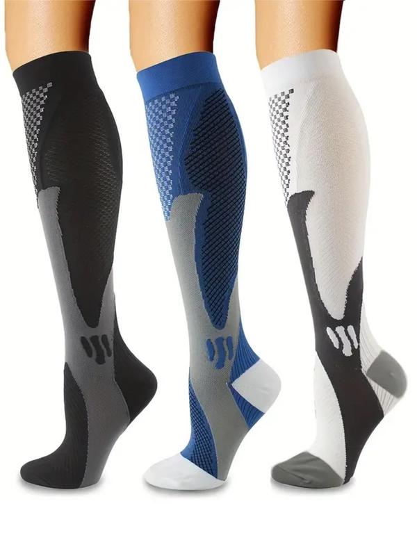 Men's Athletic Socks, Breathable Compression Socks for Running Cycling Football, Anti-fatigue Comfy Socks for Men