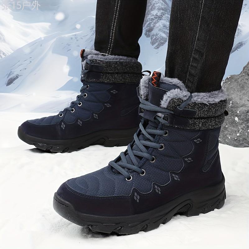 Winter Explorer Snow Boots - Insulated, Windproof, and Non-Slip Hiking Boots for Men with Fuzzy Lining, Thick Bottom, and Large Size Option for Climbing and Outdoor Activities in Snowy Weather