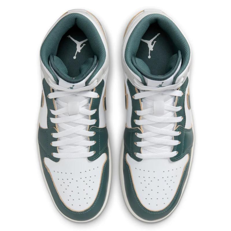 Nike Air Jordan 1 Mid Oxidized Green White Grey Sneakers FQ7720-103 Mens Fashion Sneakers New