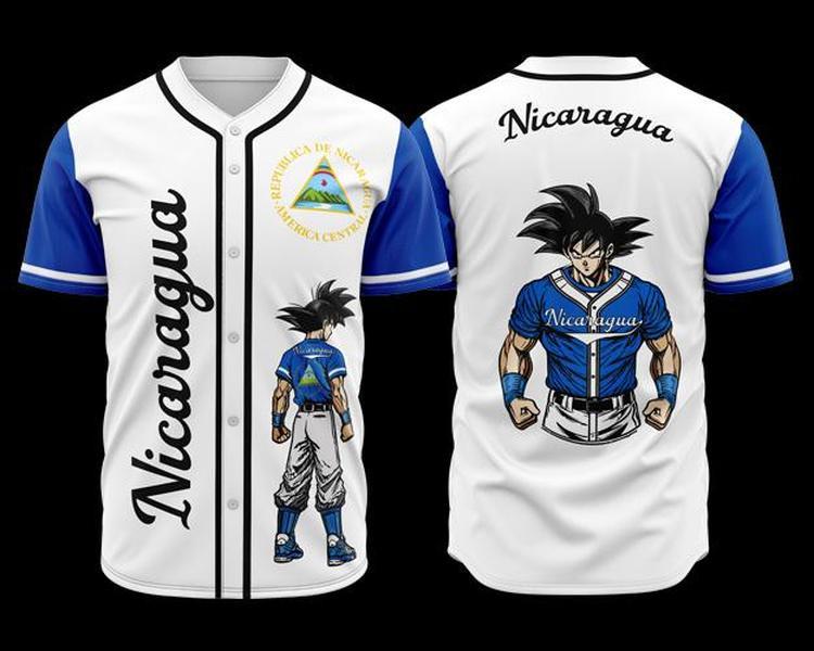 Nicaragua Goku Baseball Jersey Blanco Unisex Shirt