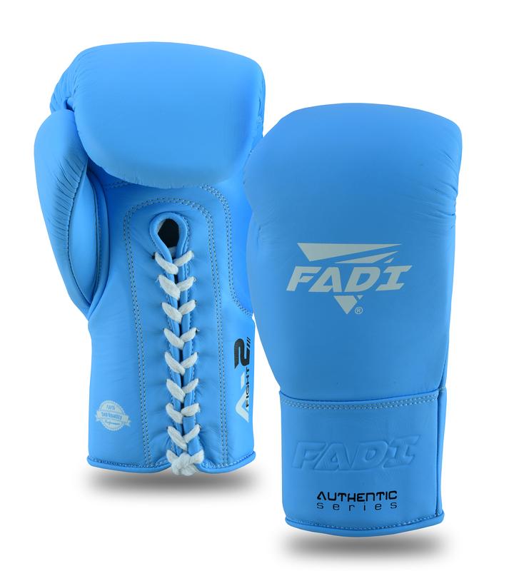 Fadi Sports Authentic Series Lace up Boxing Gloves - In Sky Blue Matte Genuine Leather 12 oz