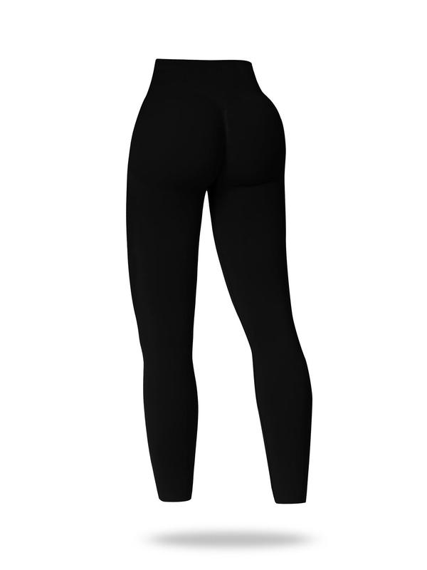 Women's Solid High Waist Sports Leggings, Casual Comfy Breathable Skinny Pants for Yoga Gym Workout Running, Ladies Sportswear for Fall & Winter