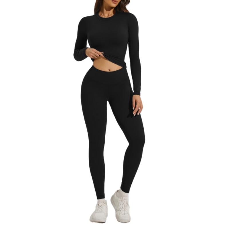 Women's 2 Piece Track Suits Outfits Workout Long Sleeve Top Jogger Legging Pants Sets