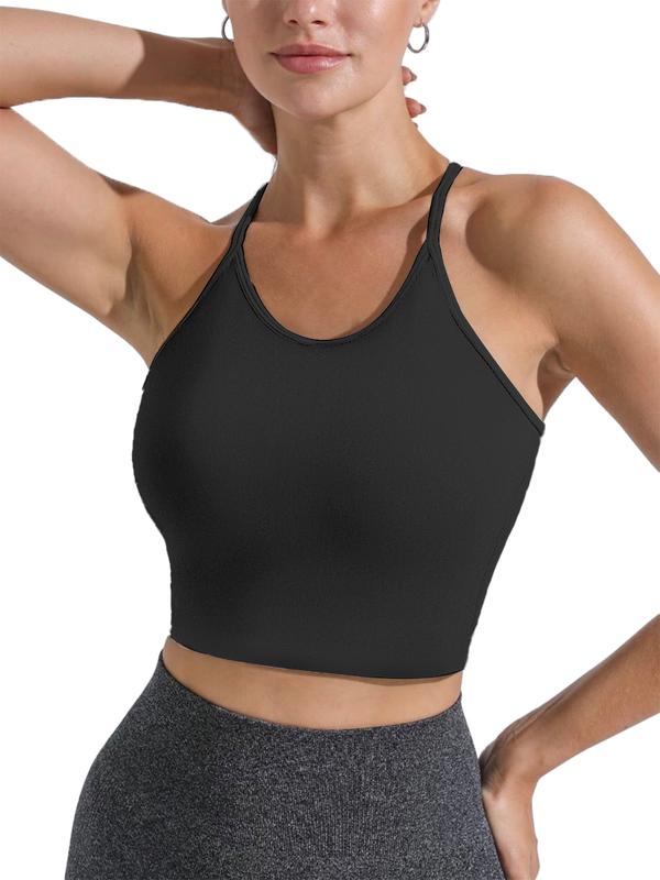 FireSwan Camisole Standppy Sports Bras for Women-Womens Yoga Workout Tops Longline Spaghetti Adjustable Removable Padded Wirefree Build in Casual Bra