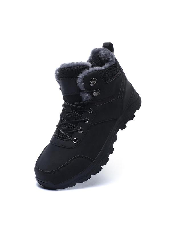 Men's Casual Lace Up High Top Thermal Lined Sneakers, Outdoor Hiking Boots, Waterproof Breathable Warm Non-slip Shoes, Male All-match Sports Shoes for Daily Wear