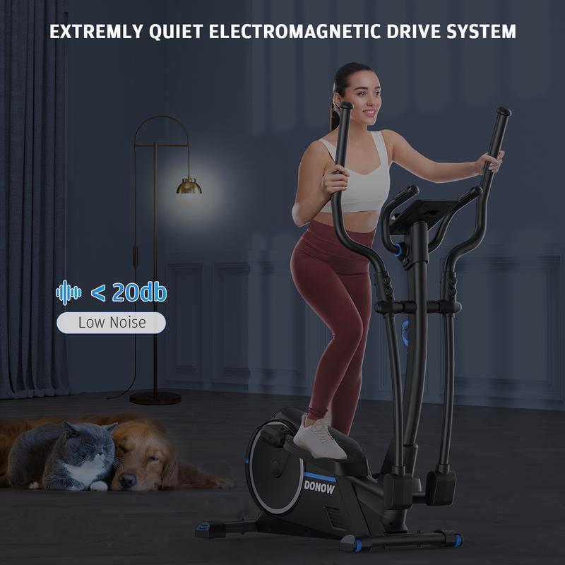 Premium Elliptical Machine, Cross Trainer for Home Use Electromagnetic Elliptical Training 24 Levels Resistance 13 Challenging Programs with Hyper-Quiet Electric Magnetic Driving System