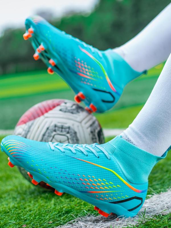 Unisex's Lace Up Football Shoes, Breathable Comfortable High Top Football Cleats, Non-slip Football Shoes for Men & Women