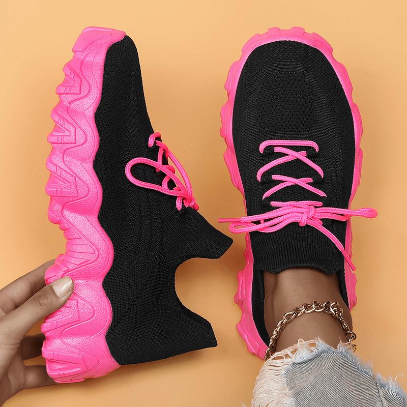 Women's Workout Sneakers As Gift,2024 Summer Lace-up Low Top Slip on Women Sneakers, Comfortable Ankle Socks Shoes, Knit Sports Running Shoes