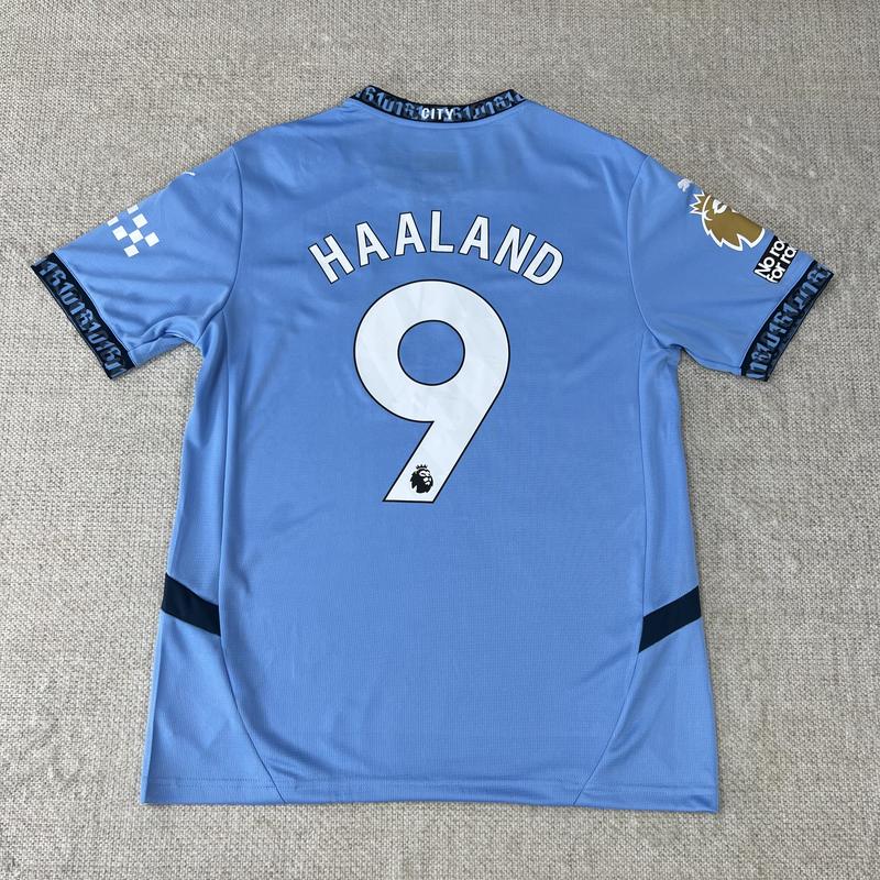 PUMA 2425 Manchester City Home Blue Short Sleeve Retro Top Haaland No.9 Soccer Jersey Quick Dry Premier League