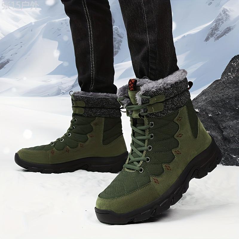 Winter Explorer Snow Boots - Insulated, Windproof, and Non-Slip Hiking Boots for Men with Fuzzy Lining, Thick Bottom, and Large Size Option for Climbing and Outdoor Activities in Snowy Weather