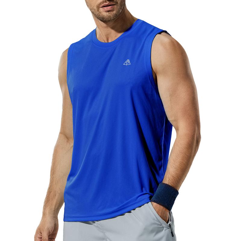 Haimont Men's Workout Tank Top Dry Fit UPF 50 Sleeveless Muscle Tee Shirts for Swim, Running, Hiking, Beach