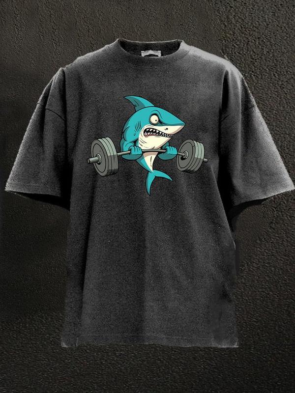 LIFTING SHARK WASHED GYM SHIRT for Him, Motivated Gym T-shirt, Fitness gift for Workout Enthusiasts, Weightlifters, Bodybuilding Shirt, Pump Cover Gym Tee for Men Women