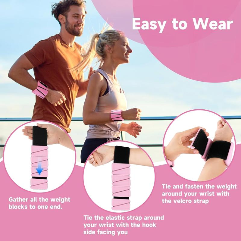 Wrist Ankle Weights for Women, Adjustable Weighted Wristbands Set of 2 (1 lb Each) Wearable Silicone Leg Arm Weights for Walking, Pilates, Yoga, Swimming, Barre, Strength Training