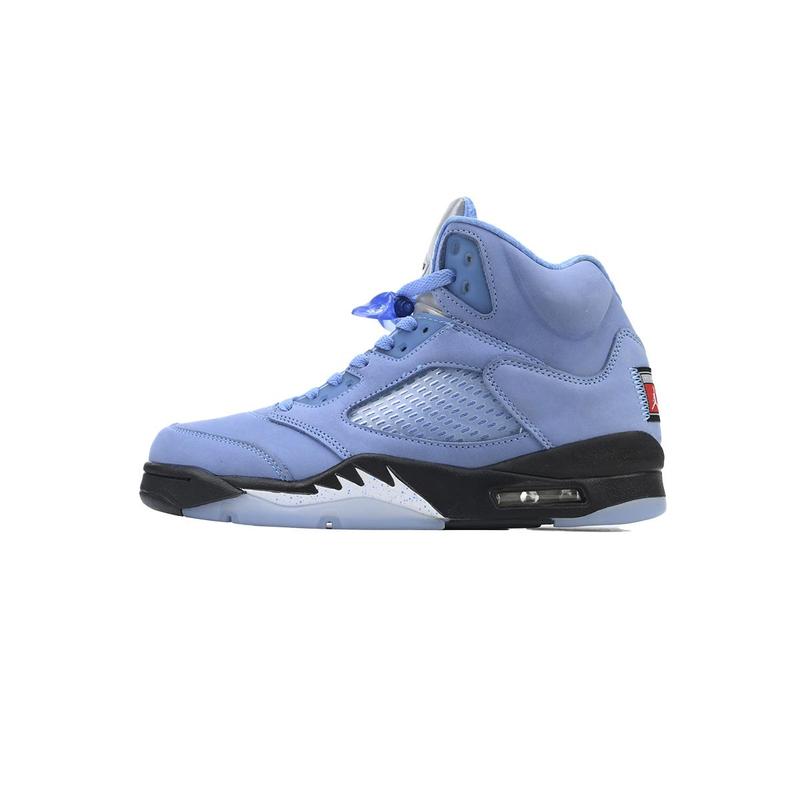 Jordan 5 popular white card blue classic retro high top anti slip and wear-resistant versatile sports basketball shoes