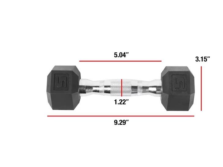 Barbell, 5lb Coated Rubber Hex Dumbbell, Pair