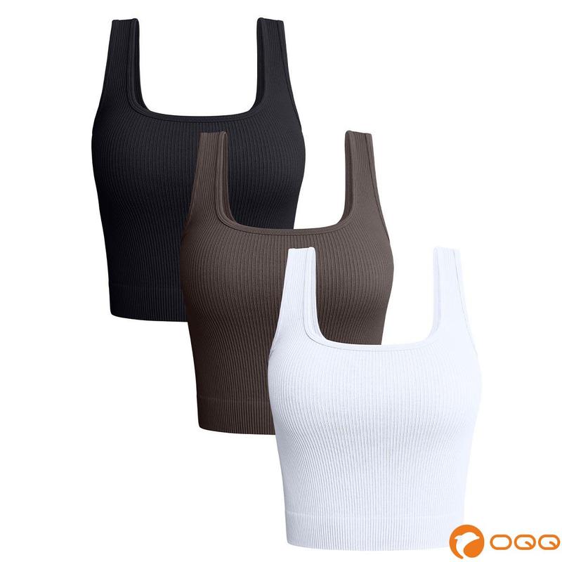 OQQ Women's 3 Piece Ribbed Seamless Tank Tops for Workout and Yoga